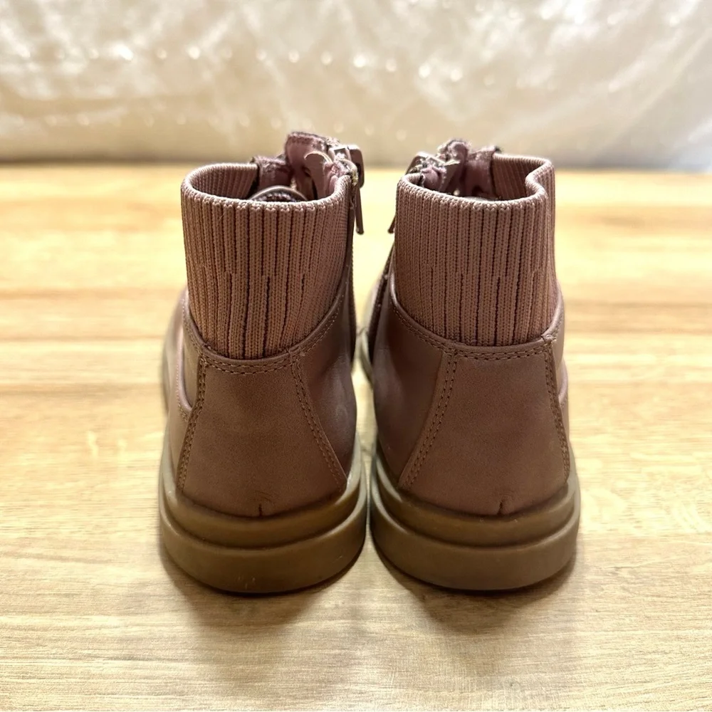 Open Edit Kaylee Leather Boot Pink Burlwood